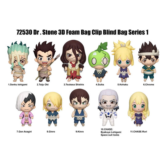 Dr. Stone 3D PVC Bag Clips Series 1 Display