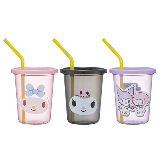 Sanrio Tumbler with straw 320ml set of 3