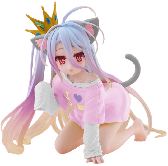 No Game No Life Desktop Cute Figure - Shiro Cat Ear Shirt Ver. (Pink)