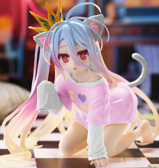 No Game No Life Desktop Cute Figure - Shiro Cat Ear Shirt Ver. (Pink)