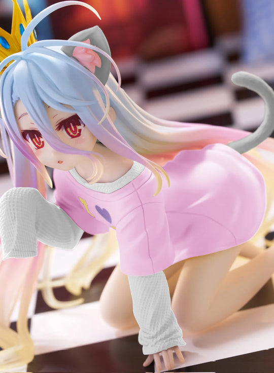 No Game No Life Desktop Cute Figure - Shiro Cat Ear Shirt Ver. (Pink)