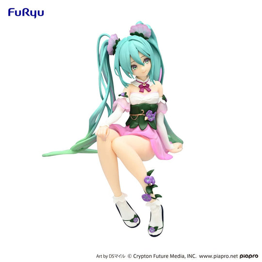 Hatsune Miku Noodle Stopper PVC Statue Flower Fairy Morning Glory Pink Color Ver. 14 cm