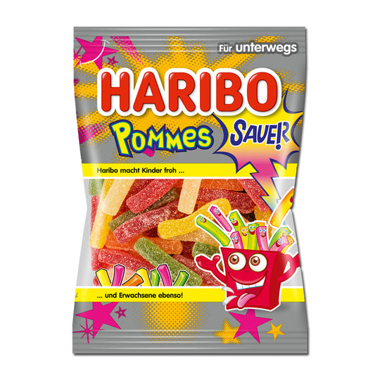 Haribo fries sour, fruit gummies 100g