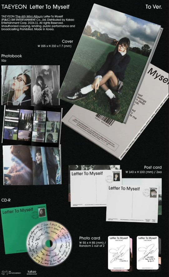 TAEYEON - 6th Mini Album [Letter To Myself] To Ver.