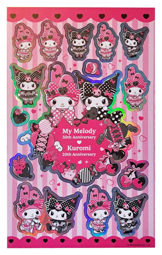 Sanrio Pink Black Party Series Sticker Pack Kuromi & My Melody