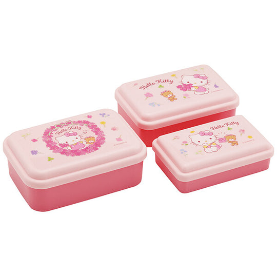 Hello Kitty Antibacterial nesting type soft seal container 3-piece set