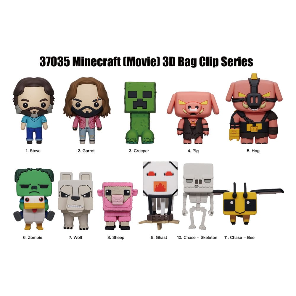 Minecraft 3D PVC Bag Clips Series 1 Display