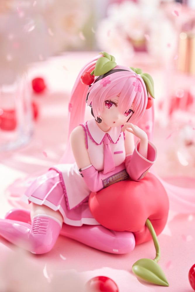Hatsune Miku PVC Statue Desktop Cute Figure Sakura Miku Cherry Cushion Ver. 13 cm (2nd hand)